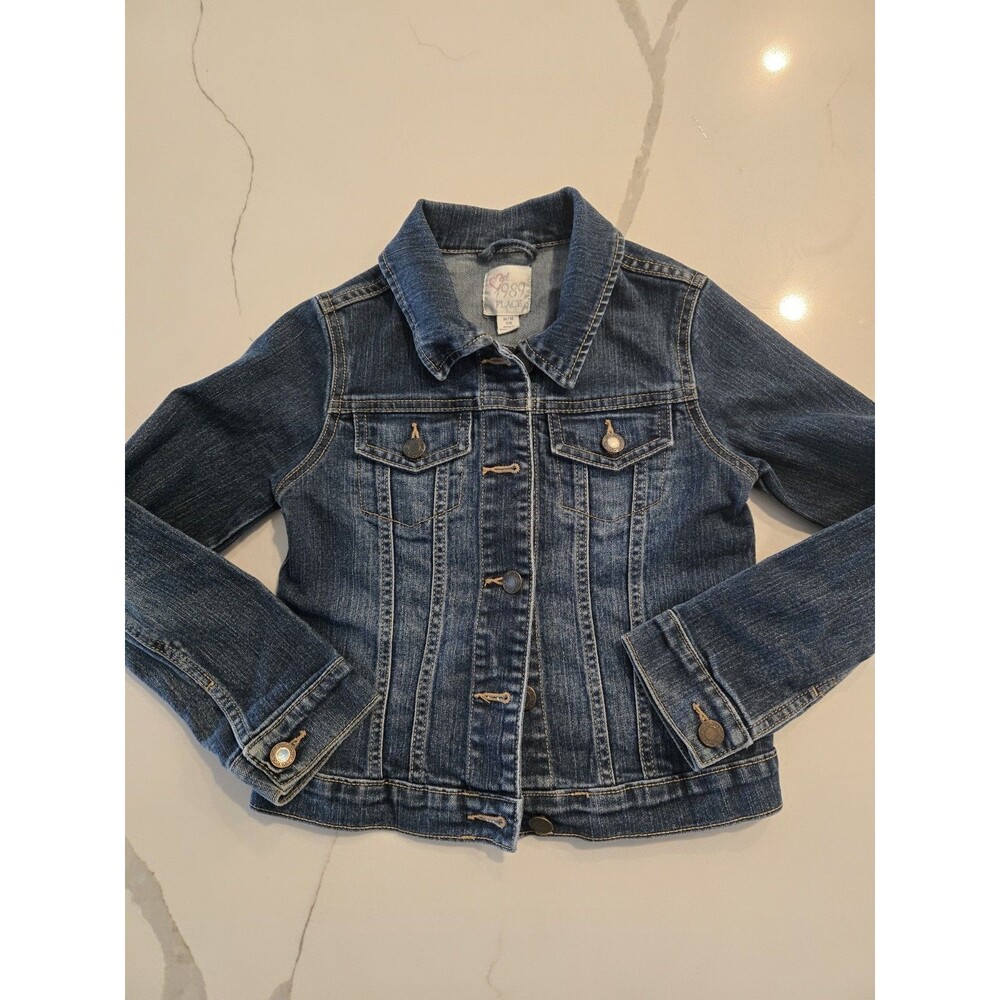 The Children's Place Size M 7/8 Denim Trucker Crop Jacket Kids Girls Blue Jean